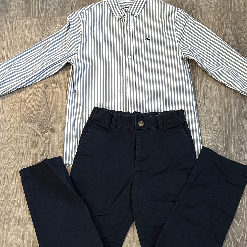Vineyard Vines - boys dress shirt and Navy Pants Set size 10